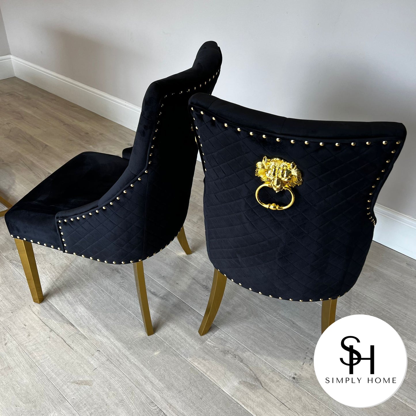 Black Leo Gold Velvet Dining Chairs