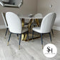 Capello Gold White and Grey Marble Dining Table with Beige Edra Chairs