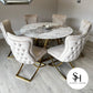 Capello Gold White and Grey Marble Dining Table with Cream Pavia Gold Chairs