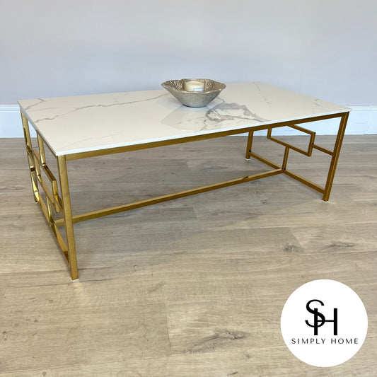 Carmelo White Marble Coffee Table