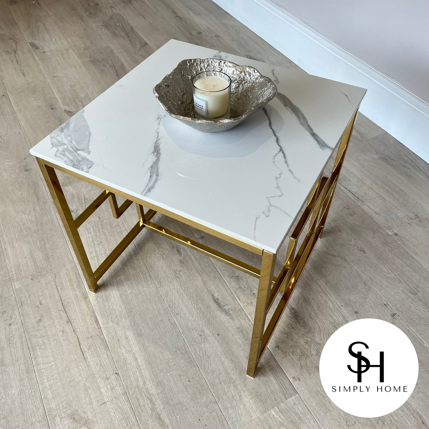 Carmelo White Marble Side Table