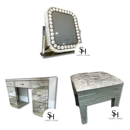 Classic Dresser, Rectangular Makeup mirror, & Classic stool Bundle