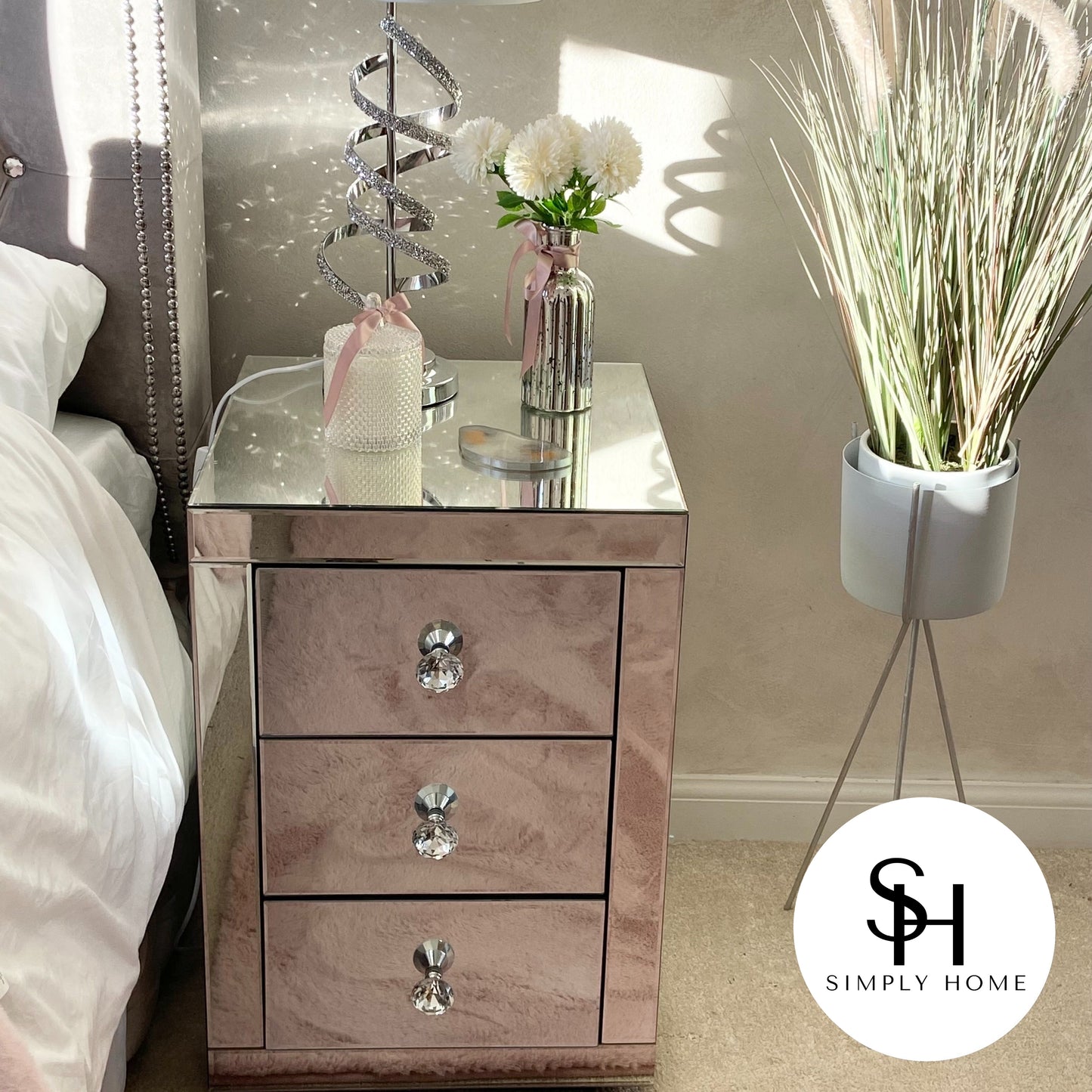 Classic Mirrored Bedside Table