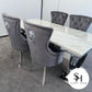 Empire White Marble Dining Table with Dark Grey Leonardo Chairs