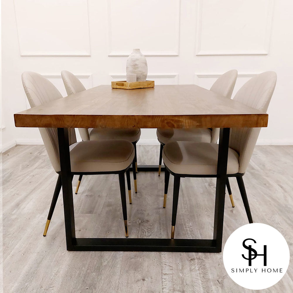 Freya 1.8m Dining Table with Beige Edra Dining Chairs