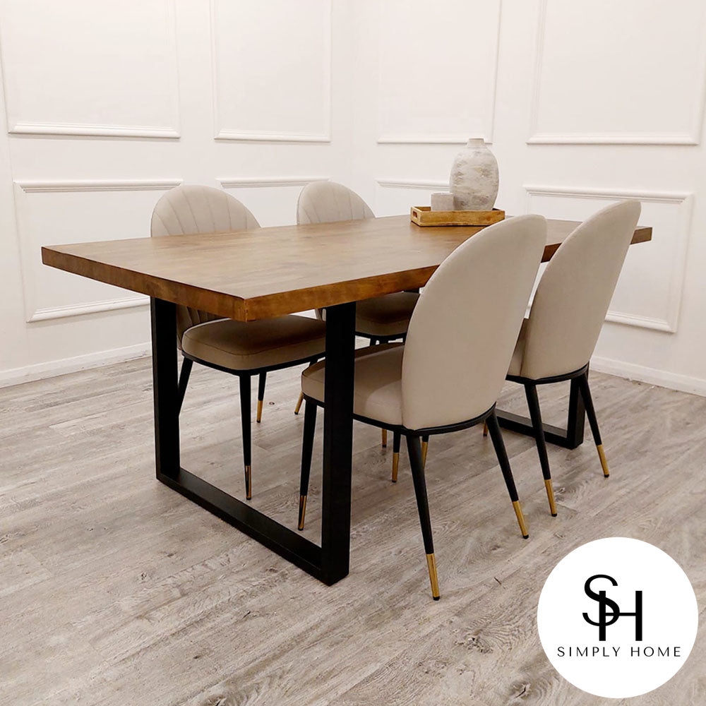 Freya 1.8m Dining Table with Beige Edra Dining Chairs
