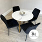 Julio White Marble Table Dining Table with Black Luca Chairs