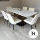 Orabella Gold White Marble Dining Table with Cream Milano Chairs