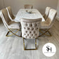 Orabella Gold White Marble Dining Table with Cream Pavia Chairs