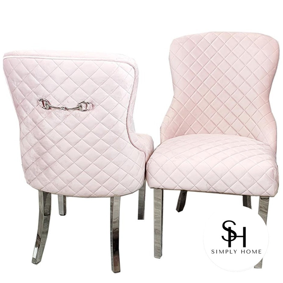 Pink Jenson Velvet Dining Chairs
