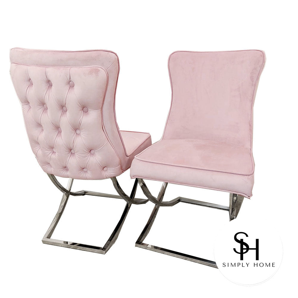Pink Pavia X Velvet Dining Chairs