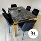 Riviera Gold Black Marble Dining Table with Black Luca Chairs