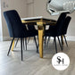 Riviera Gold White Marble Dining Table with Black Luca Chairs