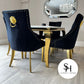 Riviera Gold White Marble Dining Table with Black and Gold Leo Chairs