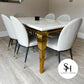 Riviera Gold White Marble Dining Table with Beige Edra Chairs