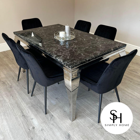 Riviera Black Marble Dining Table with Black Luca Chairs