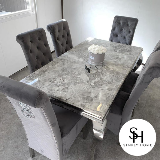 Riviera Grey Marble Table with Grey Sophia Chairs