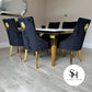 White Marble & Gold Riviera Dining Table x Black Leo Dining Chairs