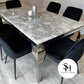 Riviera Grey Marble Dining Table with Black Luca Chairs