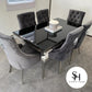 Riviera Black Glass Dining Table with Grey Leo Chairs