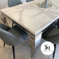 Riviera White Marble Dining Table with Grey Alberto Chairs