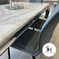 Riviera White Marble Dining Table with Grey Fiorentina Chairs