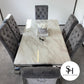 Riviera White Marble Dining Table with Grey Sophia Chairs