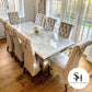 Riviera White Marble Dining Table with Cream Sophia Chairs