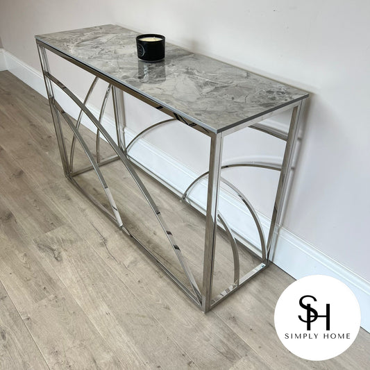 Santino Grey Marble Console Table
