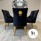 Vitorio White Marble Dining Table with Black Leo Gold Chairs