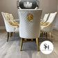 Vitorio White Marble Dining Table with Cream and Gold Leo Chairs